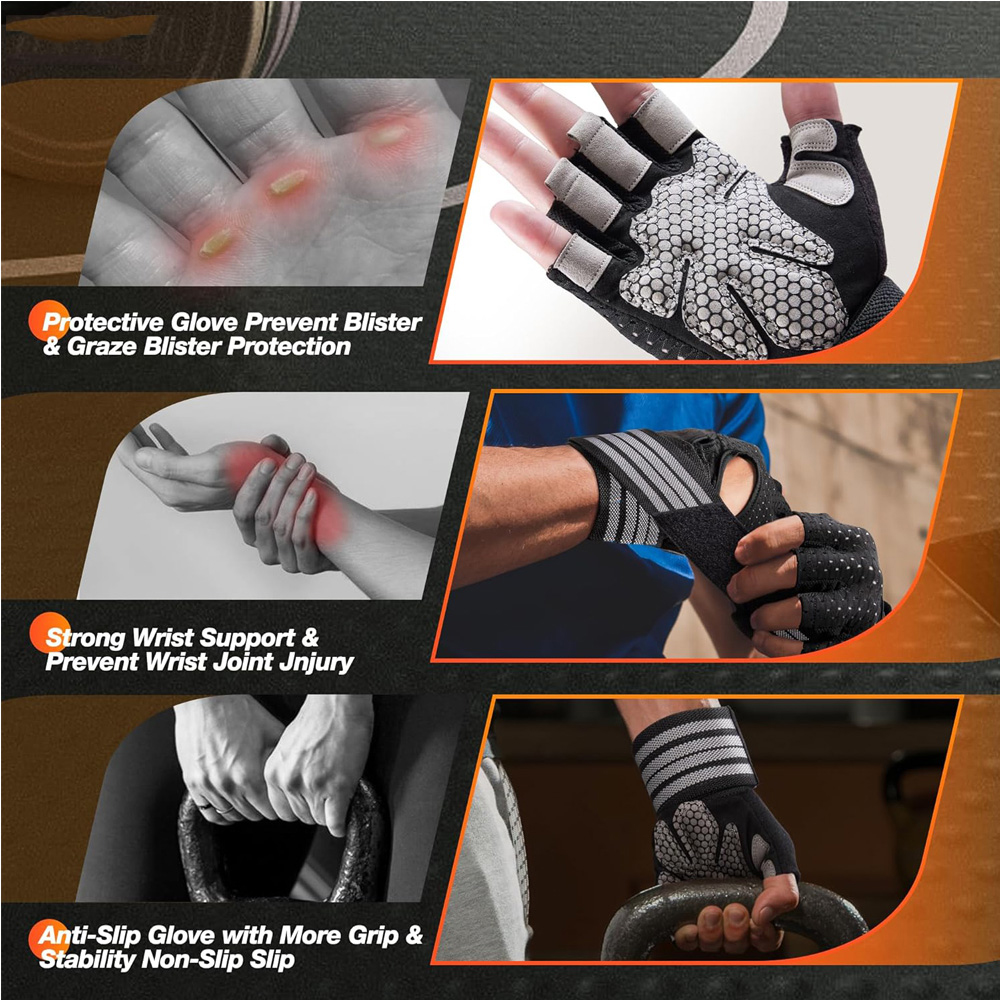 Fitness Gloves with Wrist Supp - Crossfit Gear For Men 评论和价格