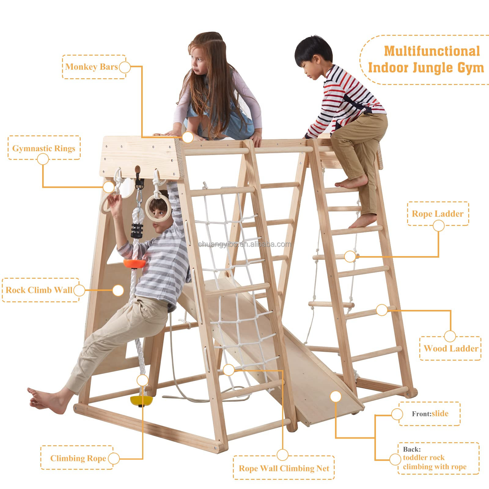 Indoor Playground Jungle Gym T - Gymnastic Ring Wood 评论和价格